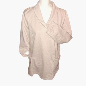 SPRING SALE! Beautiful D&Co Cotton Long Pull over V neck fleece lined Sz Medium